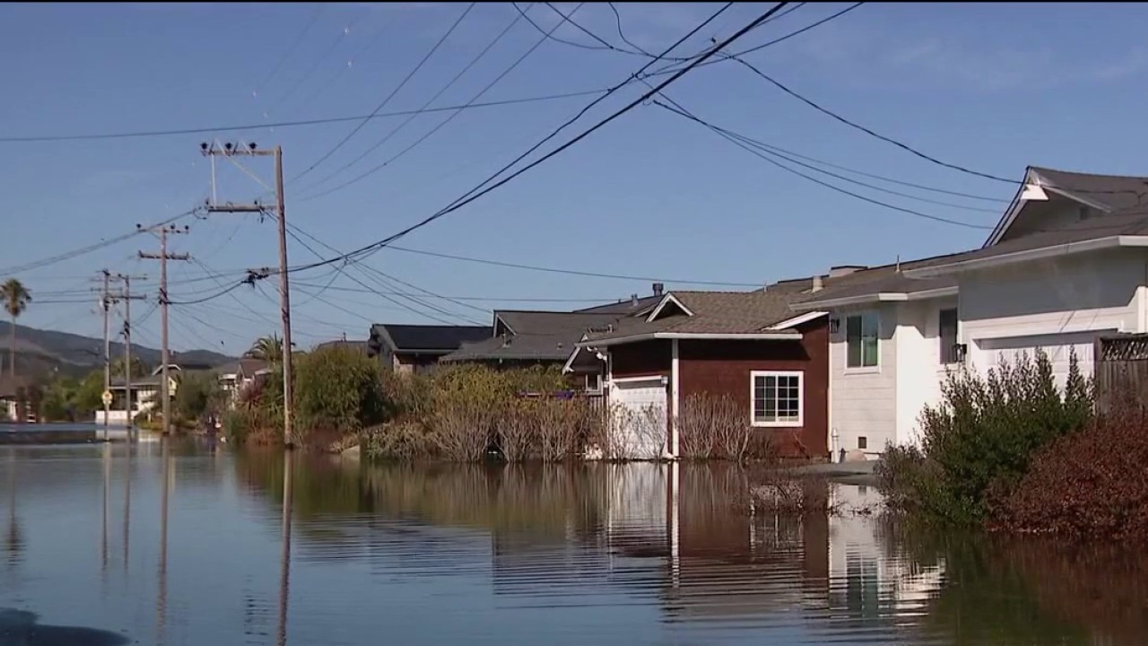 Marin County residents placing sandbags to protect homes from high tide flooding